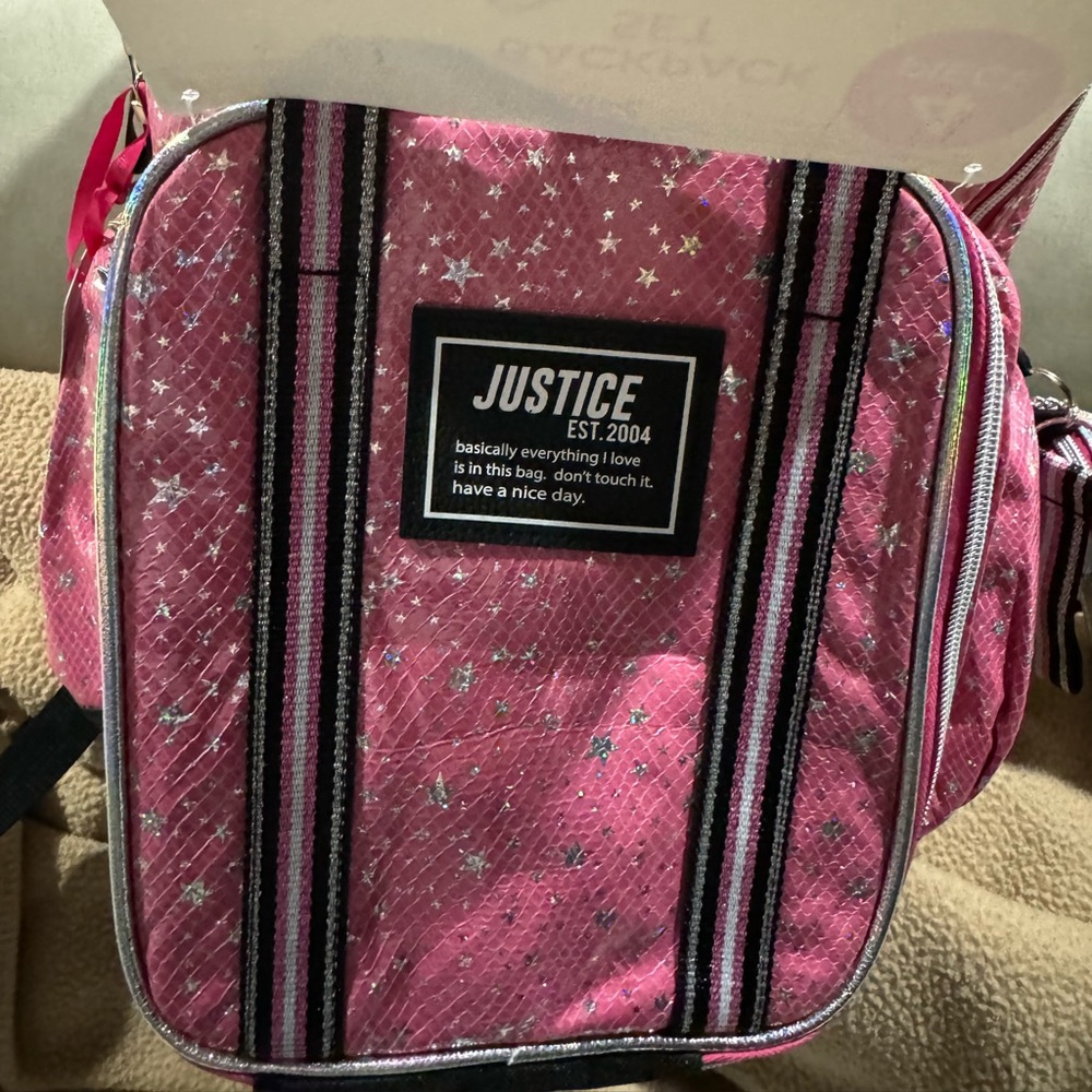 Justice Large Backpack multi piece set ; NWT
